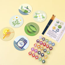Carica l'immagine nel visualizzatore di Gallery, Set di 6 Sottobicchieri da Dipingere con i numeri (10cm diametro) - Infuso alle erbe