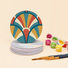 Carica l'immagine nel visualizzatore di Gallery, Set di 6 Sottobicchieri da Dipingere con i numeri (10cm diametro) - Armonia Art déco