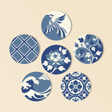 Carica l'immagine nel visualizzatore di Gallery, Set di 6 Sottobicchieri da Dipingere con i numeri (10cm diametro) - Blu mediterraneo Figured'Art