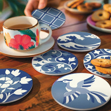 Carica l'immagine nel visualizzatore di Gallery, Set di 6 Sottobicchieri da Dipingere con i numeri (10cm diametro) - Blu mediterraneo