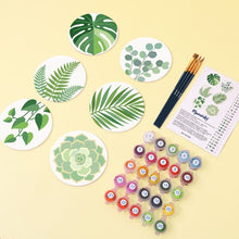Carica l'immagine nel visualizzatore di Gallery, Set di 6 Sottobicchieri da Dipingere con i numeri (10cm diametro) - Oasi verde