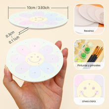 Carica l'immagine nel visualizzatore di Gallery, Set di 6 Sottobicchieri da Dipingere con i numeri (10cm diametro) - Icone pop felici