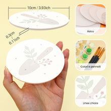 Carica l'immagine nel visualizzatore di Gallery, Set di 6 Sottobicchieri da Dipingere con i numeri (10cm diametro) - Essenziali da giardino