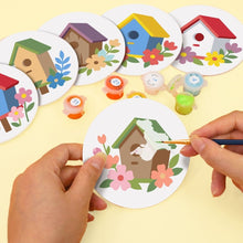 Carica l'immagine nel visualizzatore di Gallery, Set di 6 Sottobicchieri da Dipingere con i numeri (10cm diametro) - Casette per uccelli