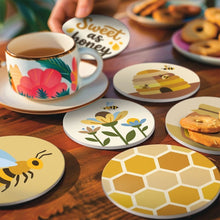 Carica l'immagine nel visualizzatore di Gallery, Set di 6 Sottobicchieri da Dipingere con i numeri (10cm diametro) - Giardino delle api