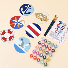 Carica l'immagine nel visualizzatore di Gallery, Set di 6 Sottobicchieri da Dipingere con i numeri (10cm diametro) - Spirito di navigazione
