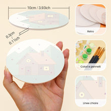 Carica l'immagine nel visualizzatore di Gallery, Set di 6 Sottobicchieri da Dipingere con i numeri (10cm diametro) - Notti in campeggio