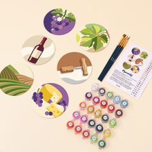 Carica l'immagine nel visualizzatore di Gallery, Set di 6 Sottobicchieri da Dipingere con i numeri (10cm diametro) - Amante del vino