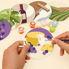 Carica l'immagine nel visualizzatore di Gallery, Set di 6 Sottobicchieri da Dipingere con i numeri (10cm diametro) - Amante del vino