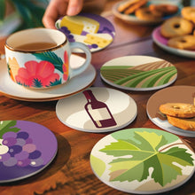 Carica l'immagine nel visualizzatore di Gallery, Set di 6 Sottobicchieri da Dipingere con i numeri (10cm diametro) - Amante del vino
