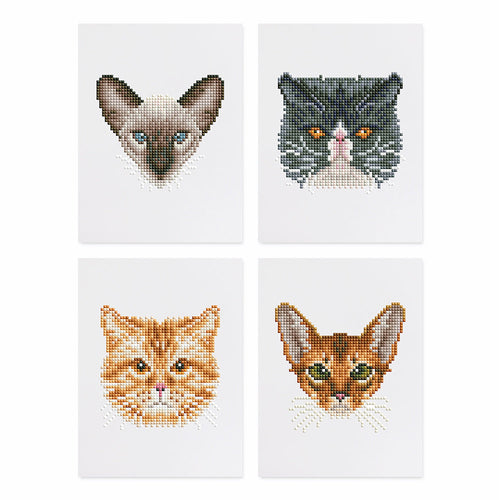 Mini Diamond Painting 15x20cm (4 pezzi) - Amici Felini