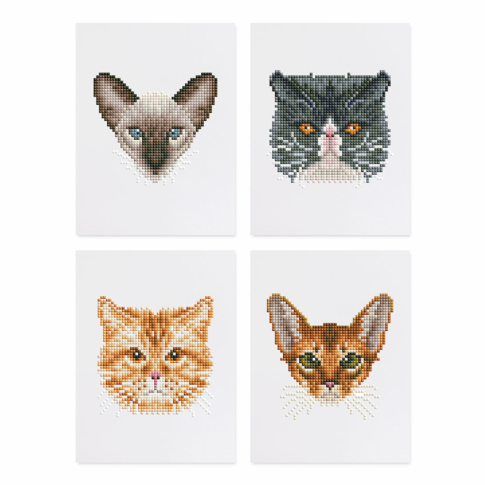 Mini Diamond Painting 15x20cm (4 pezzi) - Amici Felini