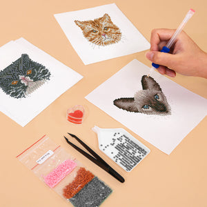 Mini Set Diamond Painting 15x20cm (4 pezzi) - Amici Felini