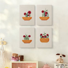 Carica l'immagine nel visualizzatore di Gallery, Punch Needle Kit (4 pezzi) con cornici - Cesto Floreale