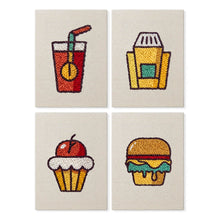 Carica l'immagine nel visualizzatore di Gallery, Punch Needle Kit (4 pezzi) con cornici - Fast Food Figured'Art