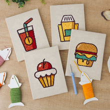 Carica l'immagine nel visualizzatore di Gallery, Punch Needle Kit (4 pezzi) con cornici - Fast Food