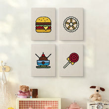 Carica l'immagine nel visualizzatore di Gallery, Punch Needle Kit (4 pezzi) con cornici - Dolci e Street Food
