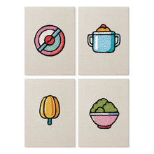 Carica l'immagine nel visualizzatore di Gallery, Punch Needle Kit (4 pezzi) con cornici - Mini icone di cibo Figured'Art