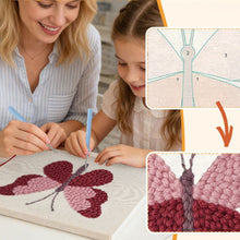 Carica l'immagine nel visualizzatore di Gallery, Punch Needle Kit con cornice - Farfalla Rosa