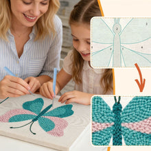 Carica l'immagine nel visualizzatore di Gallery, Punch Needle Kit con cornice - Farfalla Azzurra
