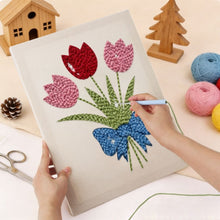 Carica l'immagine nel visualizzatore di Gallery, Punch Needle Kit con cornice - Bouquet di Tulipani