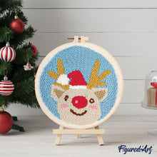 Carica l&#39;immagine nel visualizzatore di Gallery, Punch Needle Kit Renna dal naso rosso