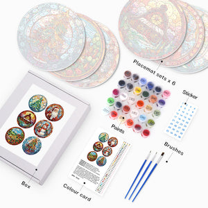 Set di 6 Tovagliette da Dipingere con i numeri (20cm diametro) - Regalo di Natale Creativo