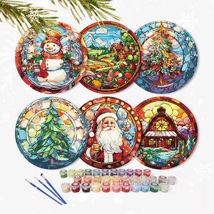 Set di 6 Tovagliette da Dipingere con i numeri (20cm diametro) - Regalo di Natale Creativo