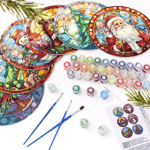 Set di 6 Tovagliette da Dipingere con i numeri (20cm diametro) - Regalo di Natale Creativo
