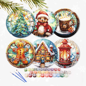Set di 6 Tovagliette da Dipingere con i numeri (20cm diametro) - Natalizie