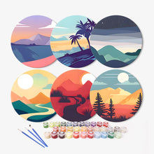 Carica l&#39;immagine nel visualizzatore di Gallery, Set di 6 Tovagliette da Dipingere con i numeri (20cm diametro) - Vista sulla Natura