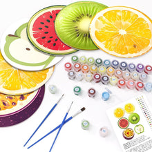 Carica l'immagine nel visualizzatore di Gallery, Set di 6 Tovagliette da Dipingere con i numeri (20cm diametro) - Fette di Frutta Tropicale