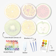 Carica l&#39;immagine nel visualizzatore di Gallery, Set di 6 Tovagliette da Dipingere con i numeri (20cm diametro) - Fette di Frutta Tropicale