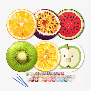 Set di 6 Tovagliette da Dipingere con i numeri (20cm diametro) - Fette di Frutta Tropicale