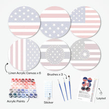 Carica l&#39;immagine nel visualizzatore di Gallery, Set di 6 Tovagliette da Dipingere con i numeri (20cm diametro) - Bandiera Americana