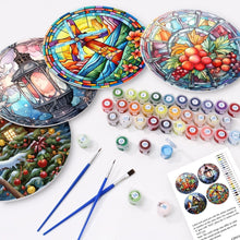 Carica l&#39;immagine nel visualizzatore di Gallery, Set di 4 Tovagliette da Dipingere con i numeri (20cm diametro) - Vacanze e Natura