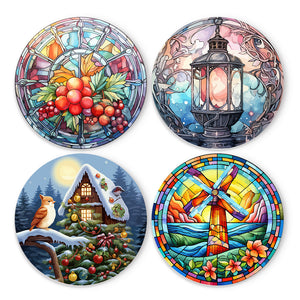 Set di 4 Tovagliette da Dipingere con i numeri (20cm diametro) - Vacanze e Natura