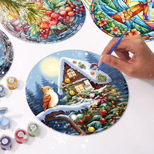Set di 4 Tovagliette da Dipingere con i numeri (20cm diametro) - Vacanze e Natura
