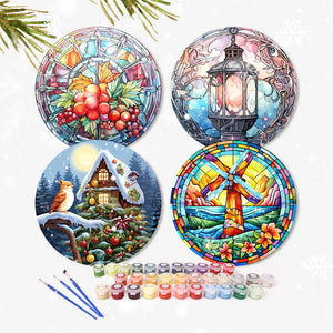 Set di 4 Tovagliette da Dipingere con i numeri (20cm diametro) - Vacanze e Natura
