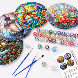 Set di 4 Tovagliette da Dipingere con i numeri (20cm diametro) - Vacanze e Natura