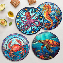Carica l&#39;immagine nel visualizzatore di Gallery, Dipingere con i numeri Set di Sottobicchieri 20 cm (4 pezzi) - Creature dell&#39;Oceano