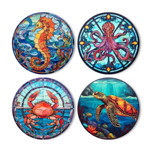 Carica l'immagine nel visualizzatore di Gallery, Dipingere con i numeri Set di Sottobicchieri 20 cm (4 pezzi) - Creature dell'Oceano