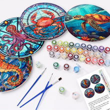 Carica l'immagine nel visualizzatore di Gallery, Set di 4 Tovagliette da Dipingere con i numeri (20cm diametro) - Creature dell'Oceano