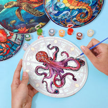 Carica l'immagine nel visualizzatore di Gallery, Set di 4 Tovagliette da Dipingere con i numeri (20cm diametro) - Creature dell'Oceano
