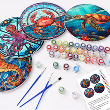 Carica l&#39;immagine nel visualizzatore di Gallery, Set di 4 Tovagliette da Dipingere con i numeri (20cm diametro) - Creature dell&#39;Oceano