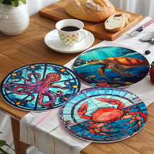 Carica l'immagine nel visualizzatore di Gallery, Set di 4 Tovagliette da Dipingere con i numeri (20cm diametro) - Creature dell'Oceano