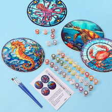 Carica l'immagine nel visualizzatore di Gallery, Set di 4 Tovagliette da Dipingere con i numeri (20cm diametro) - Creature dell'Oceano