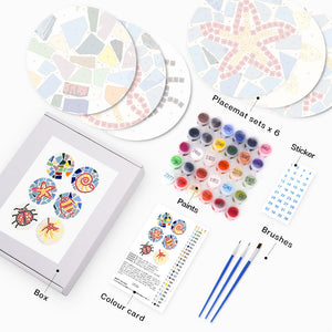 Set di 6 Tovagliette da Dipingere con i numeri (20cm diametro) - Motivo Geometrico Decorativo