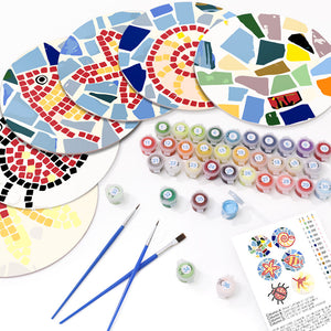 Set di 6 Tovagliette da Dipingere con i numeri (20cm diametro) - Motivo Geometrico Decorativo