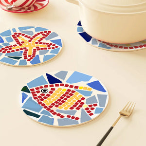 Set di 6 Tovagliette da Dipingere con i numeri (20cm diametro) - Motivo Geometrico Decorativo